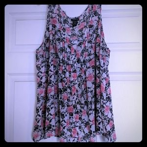 Torrid Flowy Sleeveless Pink Rose Skull Top